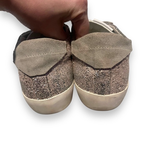 Leather Crown Glitter Sneakers Womens 38 Gray Rose Lace Up Low Top - Picture 4 of 8